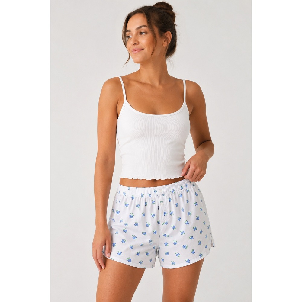 Colsie Blueberry Boxer Shorts Women's Small Cottagecore 90s Vibe Lounge Pajama